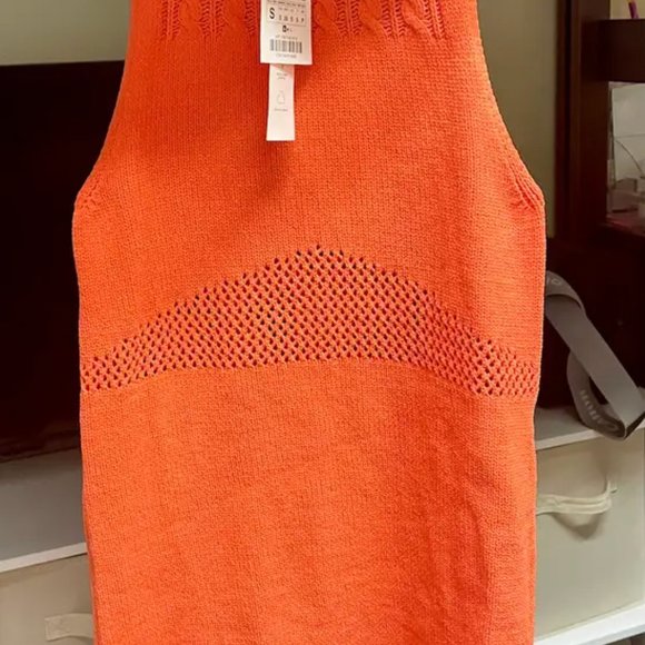 ZARA NWT Orange Crochet Knit Mini Dress - Picture 4 of 6